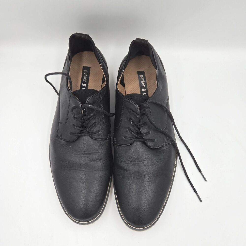 Parker & Sky Mens Black Leather Shoes Lace Up Oxford Shoes Size 10 Dress Shoes